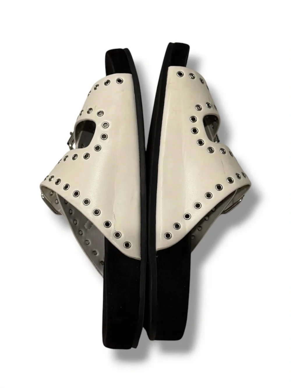 MIA White Studded Double Buckle Slide Sandals Women's Size 8.5 Moto